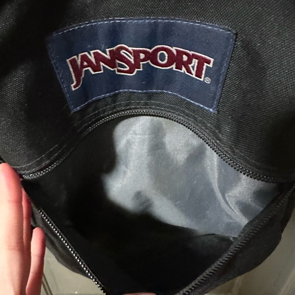 BIG Black Jansport Backpack 5 Zip Pockets - Picture 5 of 6